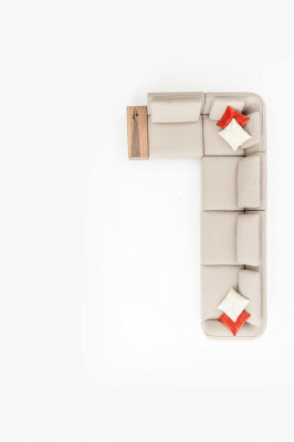 Bank L-vormige woonkamer hoekbank Beige Luxe Moderne Stijl 402x227 Meubels