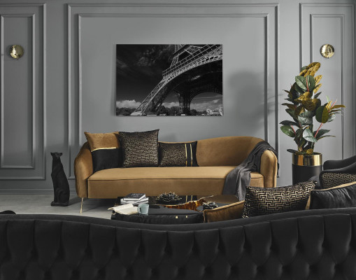 Modern Chesterfield Bank 4-zits Banken Stof Polyester Geel Nieuw