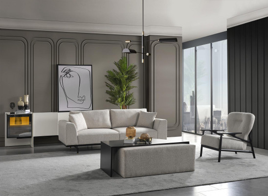 Driepersoons bank 3-zits banken Modern Wit Design Stof Polyester Nieuw