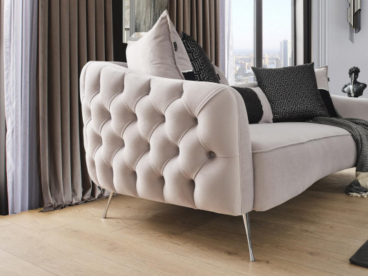Driesits Chesterfield sofa 3-zitsbanken modern design stof wit