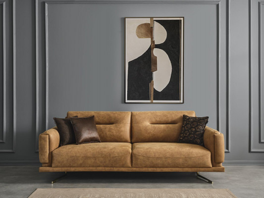 Driedelige bankstel 3-zits bankstellen Bruin kunstleer Woonkamer Luxe zitplaatsen