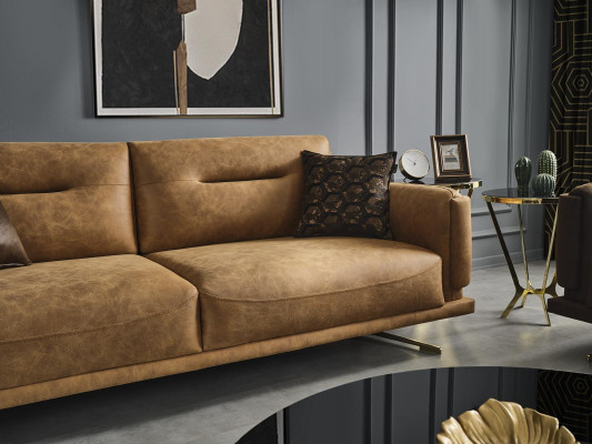 Driedelige bankstel 3-zits bankstellen Bruin kunstleer Woonkamer Luxe zitplaatsen