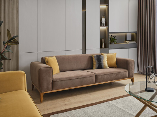 Vierzitsbank 4-zitsbanken Stof Bruin Woonkamer Luxe Modern