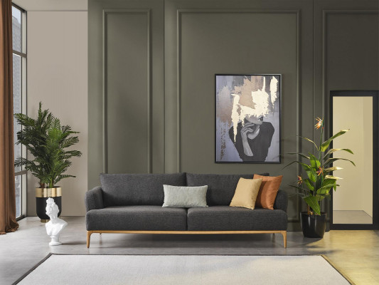 Vierzitsbank 4-zitsbanken Modern Design Stof Polyester Grijs Nieuw