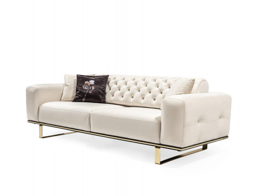 Driepersoons Chesterfield bank 3-zits bank Witte stof Woonkamer Luxe