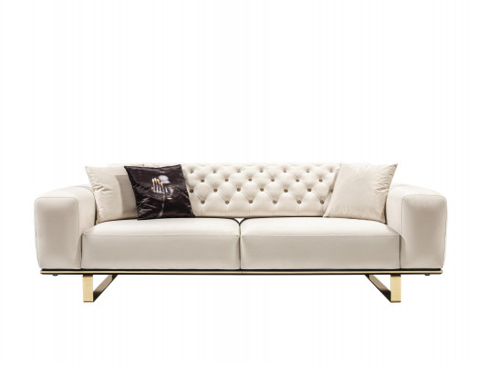 Driepersoons Chesterfield bank 3-zits bank Witte stof Woonkamer Luxe