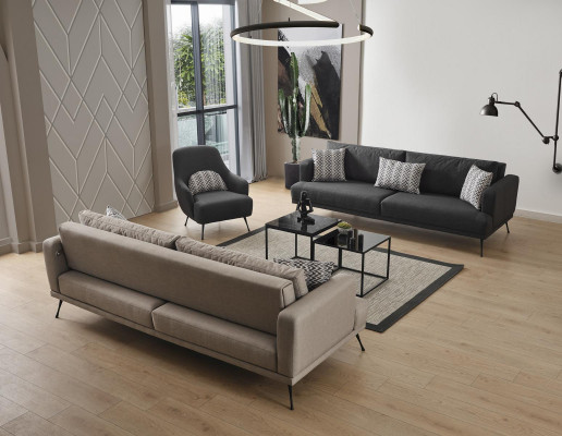 Vierzitsbank 4-zitsbanken Stof Grijs Modern Zitkamer Nieuw