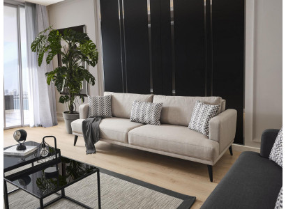 Bank 3 zits Bankstellen Stof Beige Moderne Woonkamerontwerp