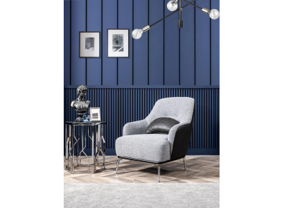 Stoel Oorfauteuil Modern stof Woonkamer Polyester Grijs Design Zitplek