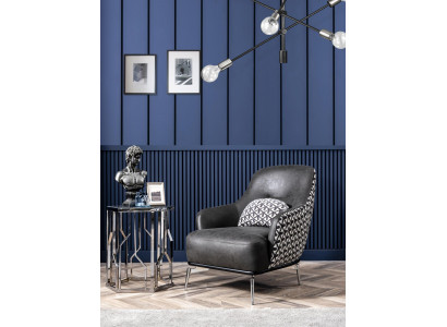 Fauteuil oorfauteuil kunstleer woonkamer polyester design zwart