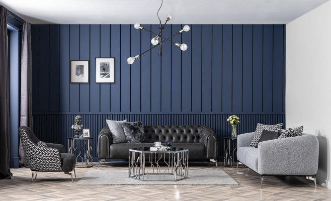 Fauteuil oorfauteuil kunstleer woonkamer polyester design zwart