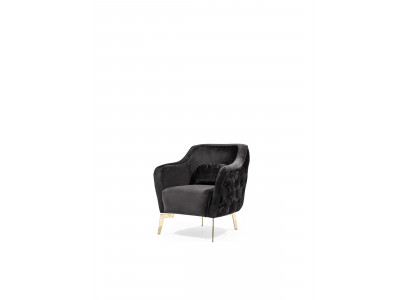 Fauteuil Chesterfield oorfauteuil stof woonkamer polyester zwart