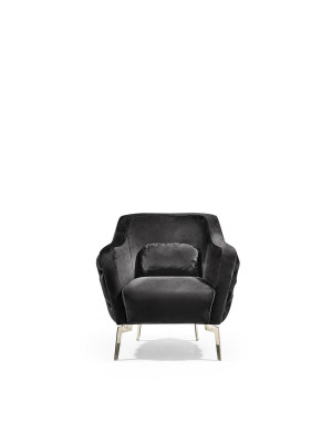 Fauteuil Chesterfield oorfauteuil stof woonkamer polyester zwart