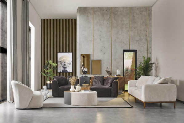 Driepersoonsbank 3-zitsbanken Design Wit Modern Stof Polyester Nieuw