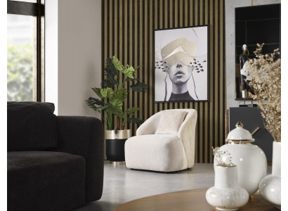 Fauteuil Ohrensessel Modern Stof Woonkamer Polyester Wit Ontwerp Zitplaats
