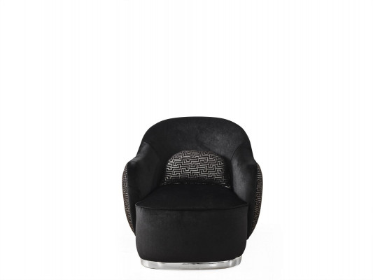 Fauteuil Oorfauteuil Modern Stof Woonkamer Polyester Zwart Design