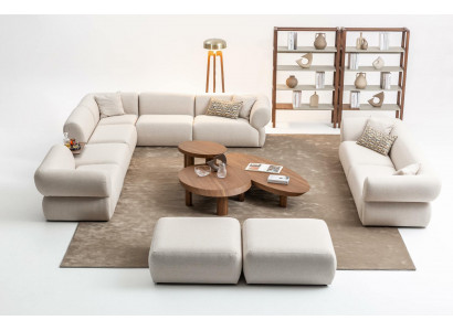 Sofaset woonkamer Sofa Set L-vorm 3-zitsbank Poef Set Modern Design