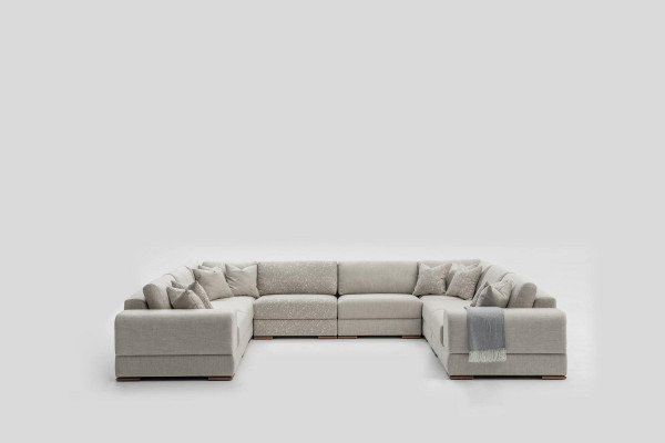 Bank U-vorm Modern Design Luxe Woonkamer Grote Grijze Hoekbank Nieuw