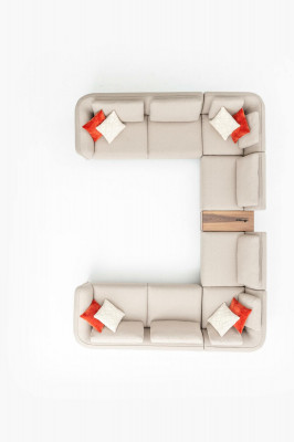 Bank Beige Woonkamer Gestoffeerde Bank Modern Ontwerp Hoekbank U-Vorm Nieuw