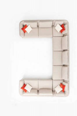 Bank U-vorm Luxe woonkamer hoekbank Beige gestoffeerde bank Modern designstijl
