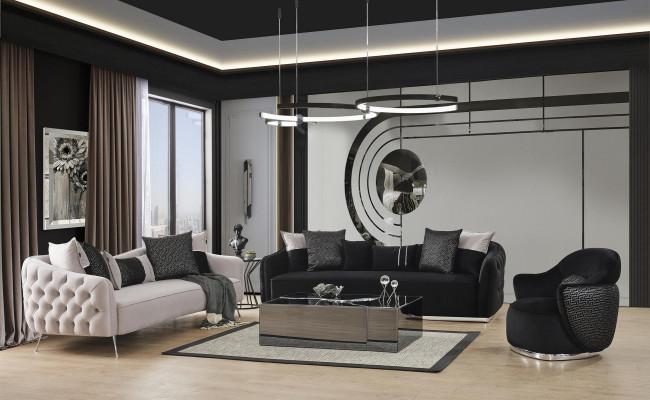 Sofagroep Bank Stoel 431 Zits Stof Luxe Banken Wit Zwart