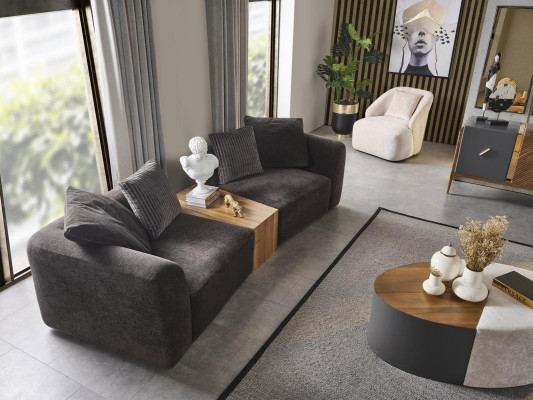 Vierzitsbank 4-zitsbanken Modern Design Stof Polyester Zwart