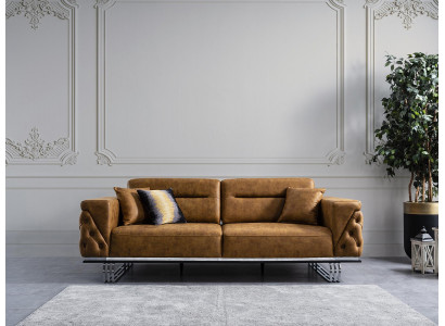 Vierzitsbank 4-zitsbanken Kunstleer Bruin Woonkamer Luxe