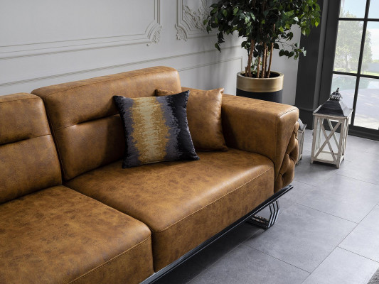 Vierzitsbank 4-zitsbanken Kunstleer Bruin Woonkamer Luxe
