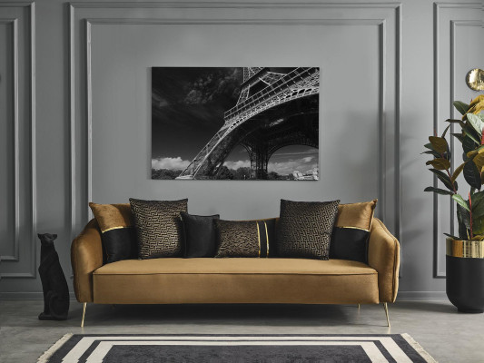 Chesterfield bankstel Bank 3-zits fauteuil Blauw Polyester set 2-delig