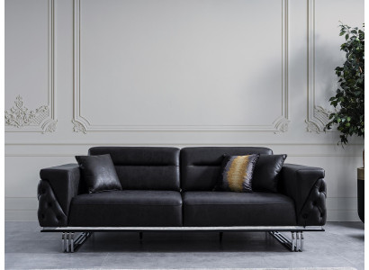 Dries zitsbank 3-zitsbanken Zwart kunstleer Woonkamer Luxe