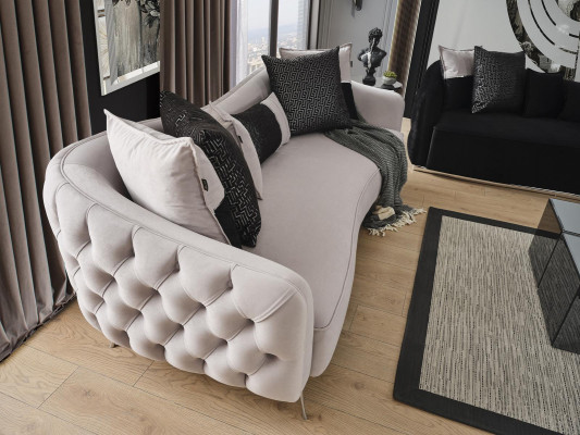 Moderne bankstel bank 3-zits fauteuil driezitter stof wit polyester set