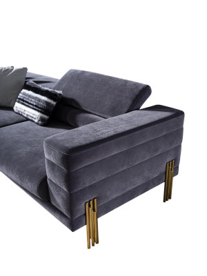 Luxe bankstel Bankstel 3-zits fauteuil stof Modern Grijs Moderne set