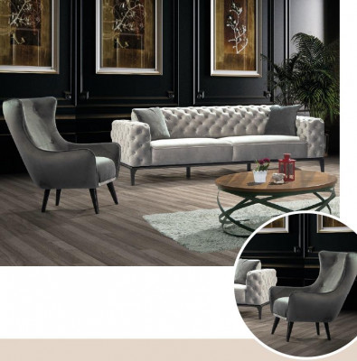 Chesterfield bankstel Bankstel 3+1 zits Stof Grijs Luxe Bankstellen Wit Chesterfield bankstel Bankstel 3+1 zits Stof Grijs Luxe Bankstellen Wit