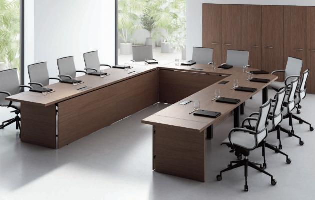 Conferentietafel Stoel Groep Kantoormeubelen Italië Bureau Tafel Vergadertafel 7-delig.