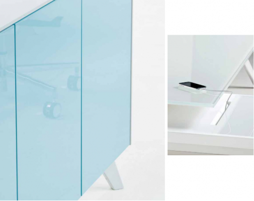 Kommode Modern Sideboard Blau Anrichte Schrank Aktenschrank Büro Glas Frezza Neu  Laden Modern Sideboard Blau Dressoir Kast Archiefkast Kantoor Glas Frezza Nieuw