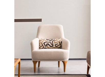 Ontwerp fauteuil beige kleur woonkamer hout stijlvol lounge club meubels