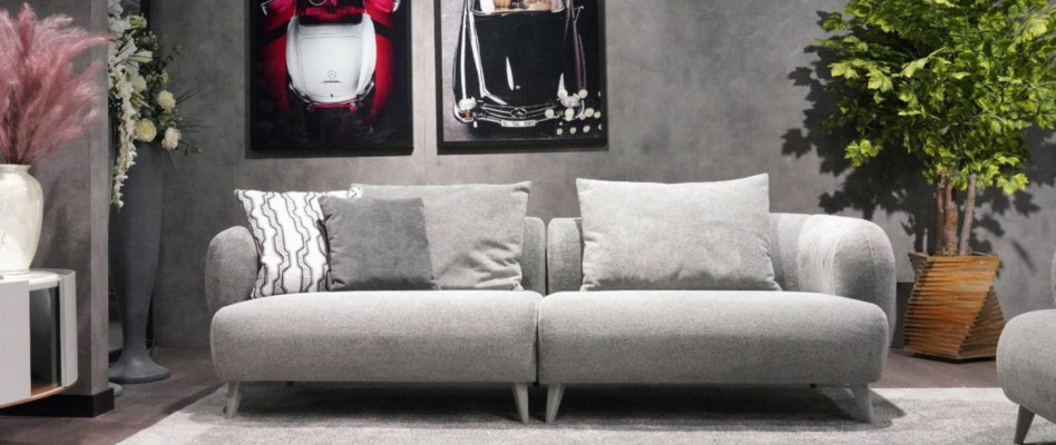 Luxe bankstel 3-zits ontwerp Grijs kleur zachte bankstof Textiel Groot xxl