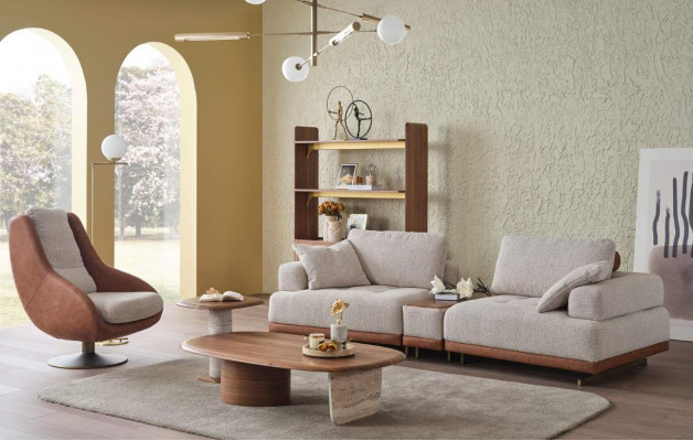 Moderne bankstel 3+1 zits beige design set woonkamer bankstel
