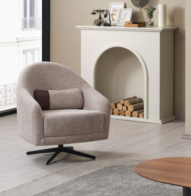 Moderne Grijze Fauteuil Lounge Club Woonkamer Stijl Bekleding Textiel Eenzitter