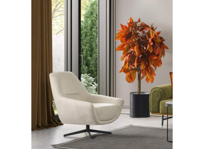 Luxe fauteuil beige draaibaar woonkamer stijl bekleding textiel lounge club