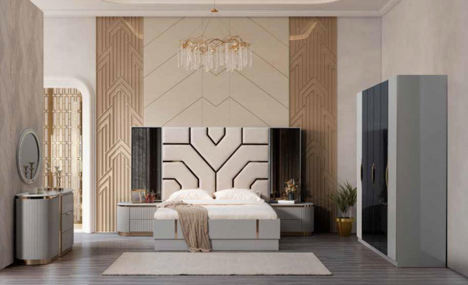 Exclusieve slaapkamerdroom: designermeubelen in moderne stijl.