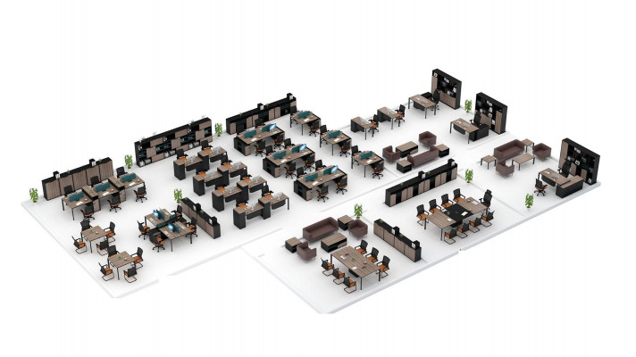 Schrijftafel werkstation tafel 4 werkplekken toonbank houten tafels kantoor