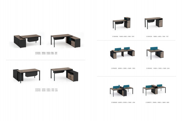 Schrijftafel werkstation tafel 4 werkplekken toonbank houten tafels kantoor