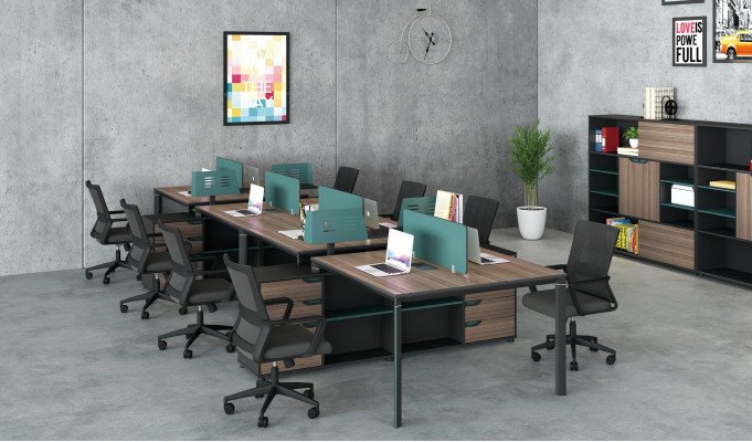 Kantoor meubels inrichting uitrusting bureau Callcenter 2 werkplekken.