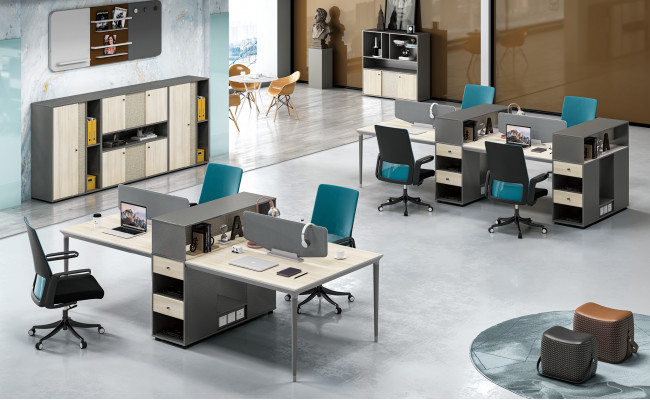 Kantoor meubilair Inrichting Tafels Tafel 4 Werkplekken Bureau Callcenter