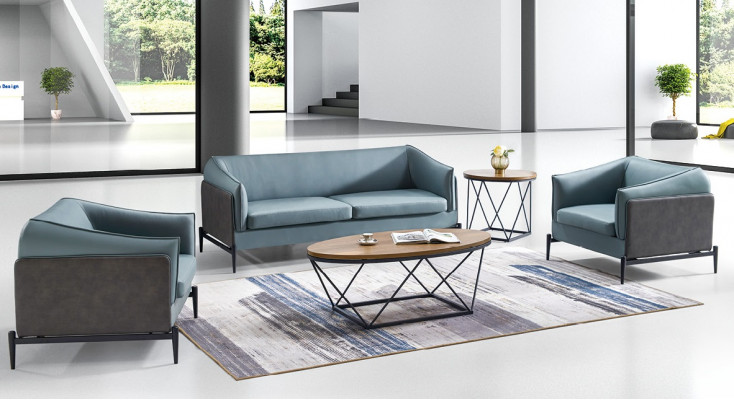 Luxe 3+1+1 bankstel in moderne designstijl met stoffen bekleding.