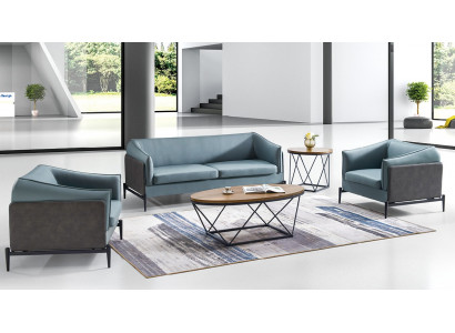 Luxe 3+1+1 bankstel in moderne designstijl met stoffen bekleding.