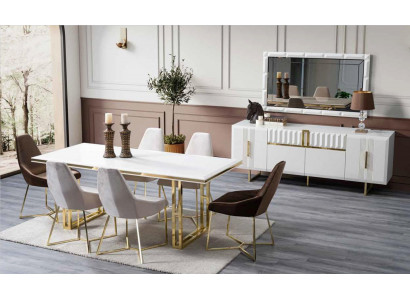 Eettafel Eetkamertafel Italiaanse Stijl Luxe Tafels Wit Goud