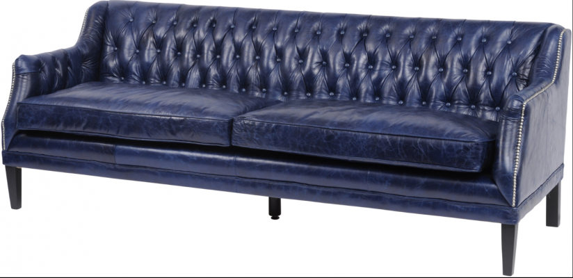 Blauwe Chesterfield bank Bank bekleding stof leder bankstel 4-zits nieuw