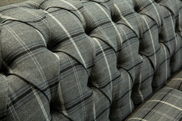 Chesterfield Bank Driezitter Bekleding Design Bankstellen Bankstel Grijs